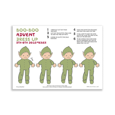 Boo-Boo Advent Dress Up 5th to 8th December – Free activity sheet