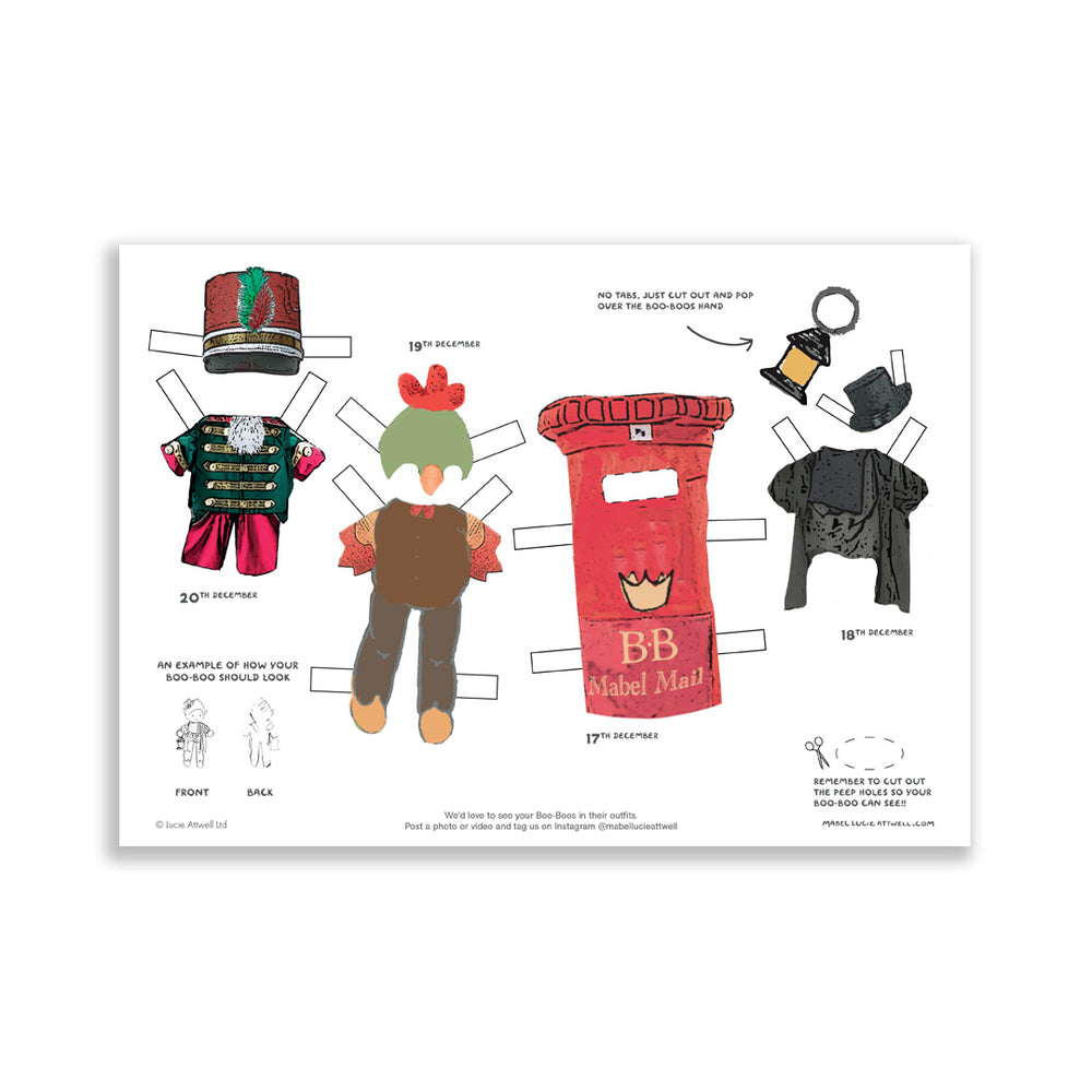 Boo-Boo Advent Dress Up 17th to 20th December – Free activity sheet