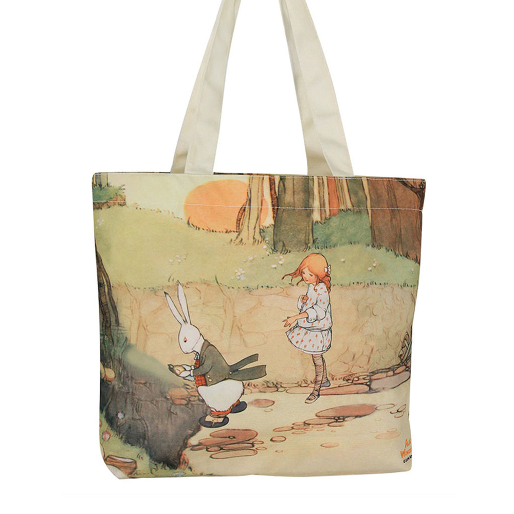 Alice in Wonderland – Canvas snap closure tote bag (Alice with rabbit)