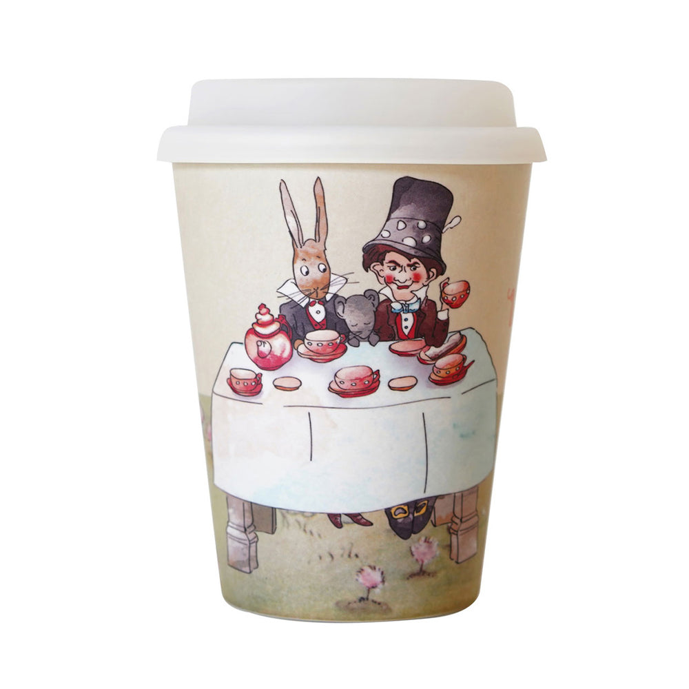 Alice in Wonderland reusable bamboo coffee cup – Mad hatters tea party