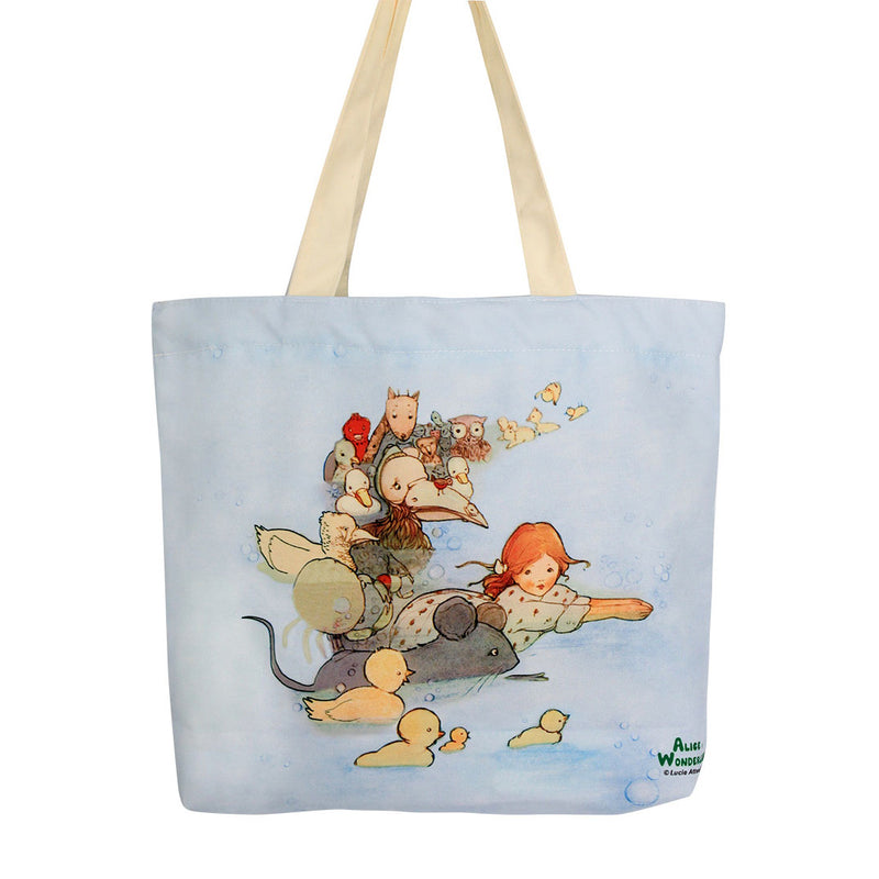 Alice in Wonderland – Canvas snap closure tote bag (Alice swimming)