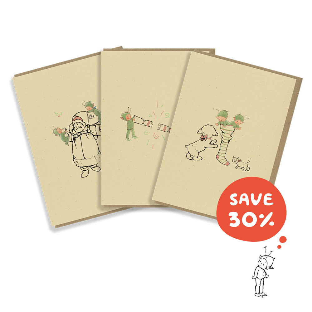 Boo-Boo Christmas Greetings card pack – 3 cards