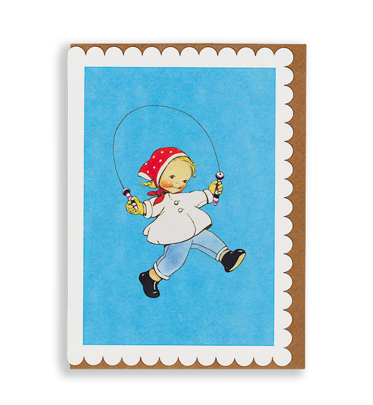 Mabel Lucie Attwell a hop and a skip! Skipping greetings card