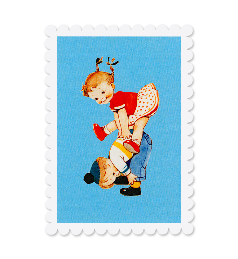 Mabel Lucie Attwell Higher and higher! Leapfrog postcard