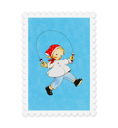 Hop and a skip! Skipping postcard