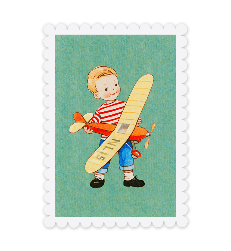Mabel Lucie Attwell Off to fly! Plane postcard