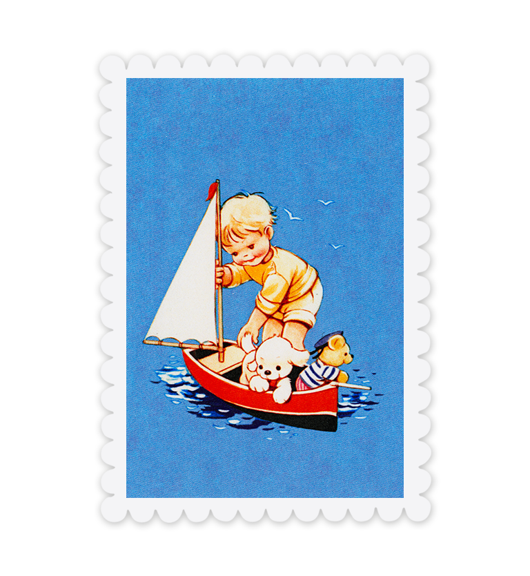 Mabel Lucie Attwell Out to sea! Toy boat postcard