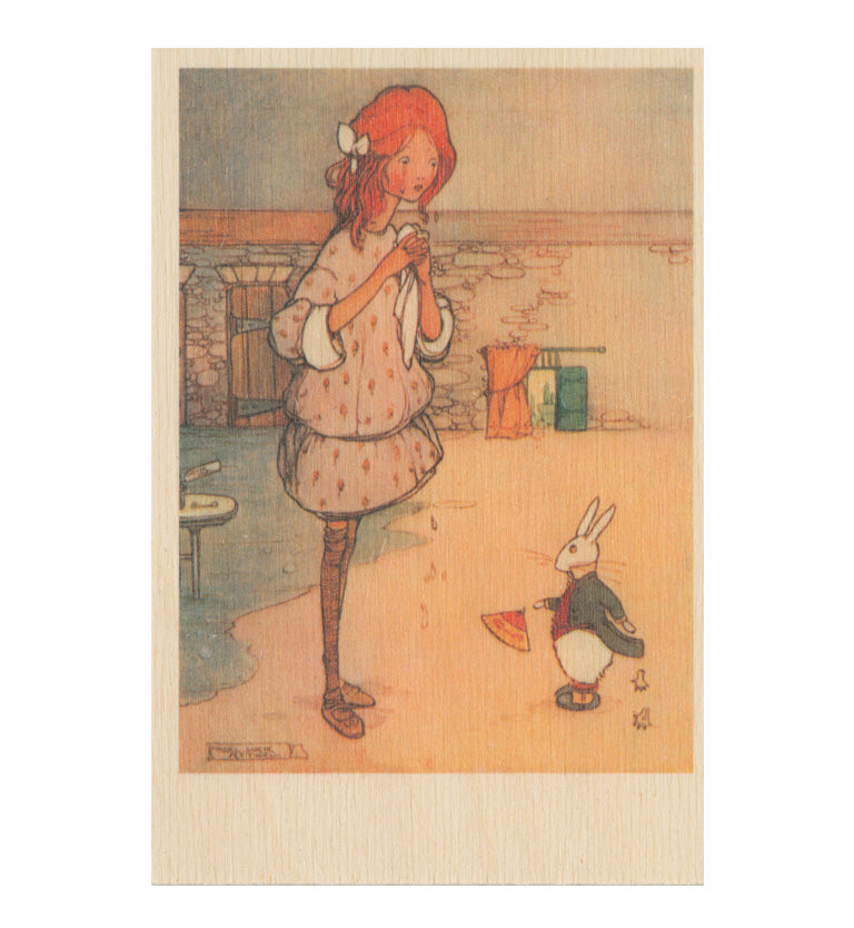 Mabel Lucie Attwell - Curiouser and curiouser wooden postcard
