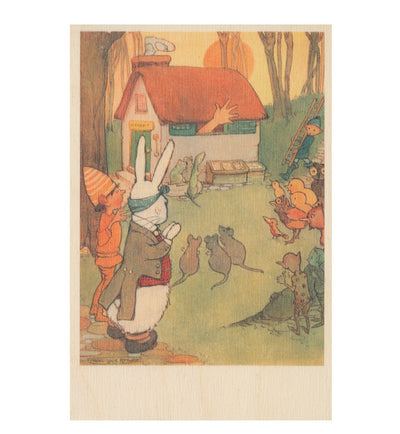 The White Rabbits House wooden postcard (Alice in Wonderland)